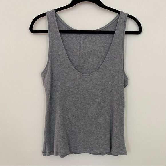 Skims High Neck Rib Sleep Tank Top - Heather Gray - 4x - Picture 4 of 8